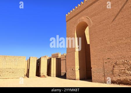 Alte Mauern der alten Stadt Babylon im Irak Stockfoto