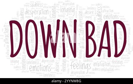 Nach unten schlechte Wort Cloud Konzeptdesign isoliert auf weißem Hintergrund. Stock Vektor
