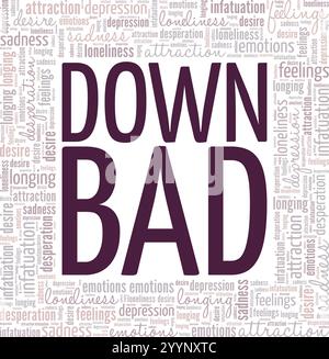 Nach unten schlechte Wort Cloud Konzeptdesign isoliert auf weißem Hintergrund. Stock Vektor
