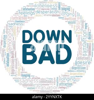 Nach unten schlechte Wort Cloud Konzeptdesign isoliert auf weißem Hintergrund. Stock Vektor