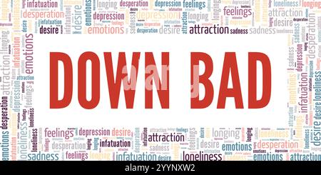 Nach unten schlechte Wort Cloud Konzeptdesign isoliert auf weißem Hintergrund. Stock Vektor