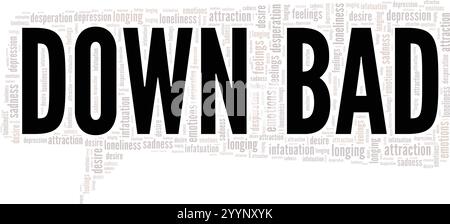 Nach unten schlechte Wort Cloud Konzeptdesign isoliert auf weißem Hintergrund. Stock Vektor