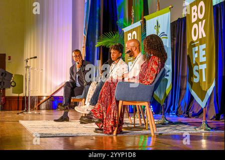 NEW ORLEANS, LA, USA – 15. MÄRZ 2024: Eddie Glaude interviewt Imani Perry, Clint Smith und Jesmyn Ward beim New Orleans Book Festival an der Tulane University Stockfoto