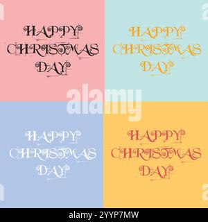 Happy Christmas Day Text Typografie in gelber Farbe Frohe Weihnachten Letzterer Vektor Weihnachten Vektor |Frohe Weihnachten Design, Happy Christmas, Stock Vektor