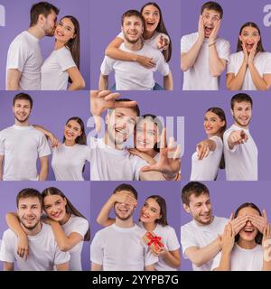 Junges Paar, das am Valentinstag mit Spaß und Zuneigung Liebe feiert Stockfoto