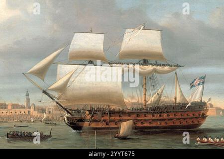 Dominic Serres-Foudroyant und Pégase in Portsmouth Harbour, 1782 Stockfoto