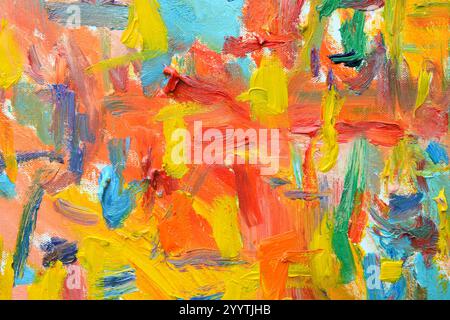Farbe der Leben. Expressionistische Stimmung, Textur Pinsel malen gezeichnet lebendige bunte Öl auf Leinwand. Stockfoto