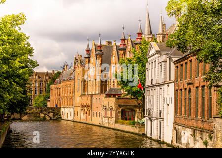 Canal Scene, Brügge, Westflandern, Belgien. Stockfoto
