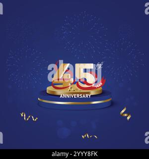 Elegantes Design zum 45. Jahrestag in Gold Stock Vektor