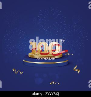 Elegantes Design zum 100. Jahrestag in Gold Stock Vektor