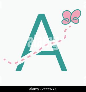 Initial Letter Ein Kinder-Logo-Konzept mit Schmetterlingssymbol-Vektorvorlage. Kinderlogo Stock Vektor