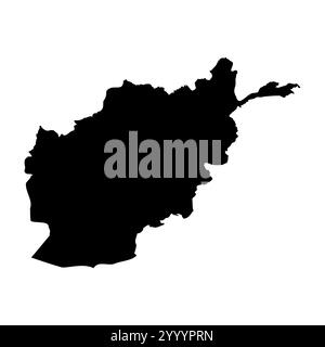 Afghanistan hohe detaillierte Vektordarstellung der Landsilhouette in massivem Schwarz auf weißem Hintergrund. Für pädagogische, dekorative oder informative Zwecke zur Darstellung der nationalen Umrisse. Stock Vektor