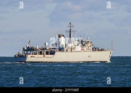 Das Minenschiff der Royal Navy Hunt-Klasse HMS Cattistock (M31). Stockfoto