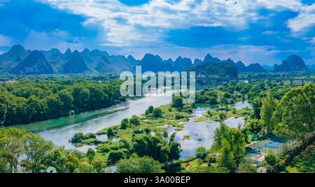 Natürliche Landschaft des Flusses Lijiang, Guilin, Guangxi, China Stockfoto