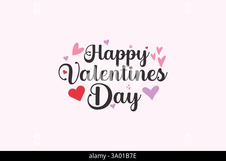 Happy Valentinstag Text, Handschrift. Vektorabbildung Stock Vektor
