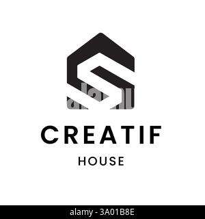 Simple House Symbol Logo in der Form des Buchstaben S mit minimalistischem, modernem und elegantem Design, geeignet für Immobilien, Bau, Architektur, Stock Vektor