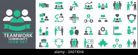 Sammlung von Teamwork und Community Icons. Set Icons Pack. Sammlung von UI-Symbolen. Set von Web-Symbolen Stock Vektor