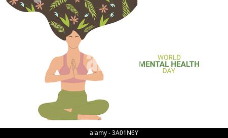 Geistige Gesundheit Bewusstsein Monat Design Layout Banner. Prävention psychischer Gesundheitsprobleme. Psychologisches und emotionales Wohlbefinden. Vektorabbildung. Stock Vektor