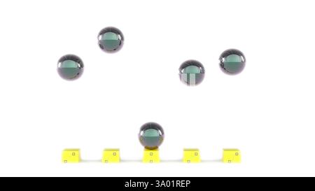 Kugelkugeln fallen auf einen anderen 3D-Render Stockfoto