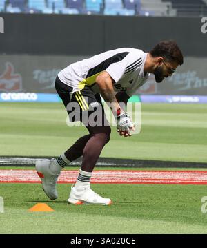 Dubai, VAE. März 2025. Dubai, Vae. März 2025. Cricket: ICC Champions Trophy 2025: Dubai INDIEN gegen Neuseeland Spieler in Aktion vor dem Spiel Credit: Seshadri SUKUMAR/Alamy Live News Credit: Seshadri SUKUMAR/Alamy Live News Stockfoto