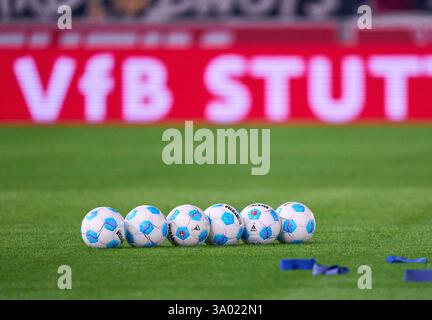 Symbol Ball im Spiel VFB STUTTGART - FC BAYERN MÜNCHEN 1-3 am 28. Februar 2025 in Stuttgart. Saison 2024/2025, 1.Bundesliga, FCB, München, Spieltag 24, 24.Spieltag Fotograf: Peter Schatz - DFL-VORSCHRIFTEN VERBIETEN JEDE VERWENDUNG VON FOTOGRAFIEN als BILDSEQUENZEN und/oder QUASI-VIDEO - Stockfoto