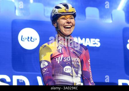 Ninove, Belgien. März 2025. NINOVE, BELGIEN - 1. MÄRZ: Femke Markus während der Omloop Het Nieuwsblad am 1. März 2025 in Ninove, Belgien (Foto: Sportfoto/Orange Pictures) Credit: Orange Pics BV/Alamy Live News Stockfoto