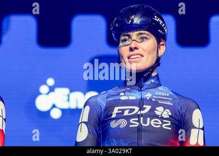 Ninove, Belgien. März 2025. NINOVE, BELGIEN - 1. MÄRZ: Demi Vollering während der Omloop Het Nieuwsblad am 1. März 2025 in Ninove, Belgien (Foto: Sportfoto/Orange Pictures) Credit: Orange Pics BV/Alamy Live News Stockfoto
