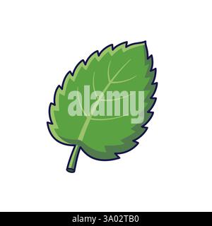 Frischkräuter-Konzept. Niedliches Minzblatt. Illustration des Vektor-Zeichentricksymbols. Mint im Doodle-Stil. Isoliert auf weißem Hintergrund. Stock Vektor