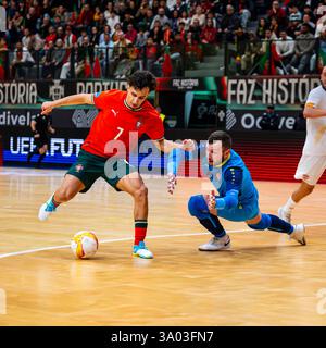 Februar, lissabon, Portugal - UEFA Futsal EURO 2026 Portugal gegen Macedónia do Norte Stockfoto