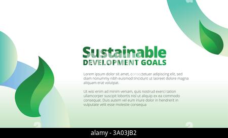 Konzept der Ziele für nachhaltige Entwicklung. Präsentationsvorlagen Layout des Geschäftsberichts des Unternehmens. Abstrakte grüne Blätter mit Linienverlauf sauber l Stock Vektor
