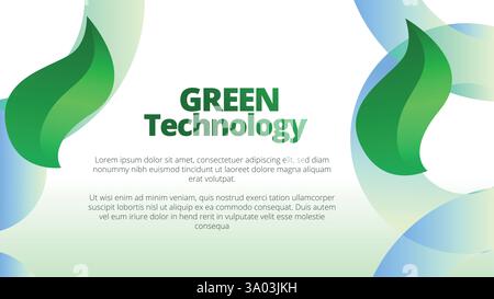 Konzept der grünen Technologie. Präsentationsvorlagen Layout des Geschäftsberichts des Unternehmens. Abstrakte grüne Blätter mit Linienverlauf Clean Look Vector te Stock Vektor
