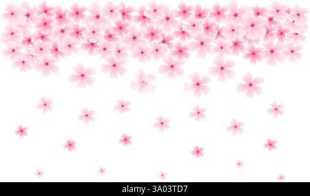 Frühlingshintergrund mit Sakura-Blüten. Vektor-Illustration der Blumenzweige rosa Farbe für die warme Jahreszeit Stock Vektor