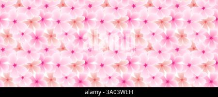 Nahtloses Frühlingsmuster mit Sakura-Blüten. Hintergrund in Pastellrosa. Vektorillustration für Banner, Karten Stock Vektor
