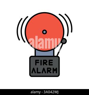 Symbol für die Farblinie des Alarmsystems. Vektorisoliertes Element. Bearbeitbare Kontur. Stock Vektor