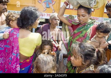 KOSI-Flutflut im Jahr 2008, die meist unter der Armutsgrenze litten Menschen im Bezirk Purniya, Bihar, Indien, NICHT MR Stockfoto
