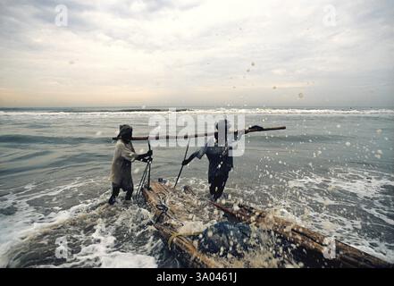 Fischer am Marina Beach, Madras Chennai, Tamil Nadu, Indien, Asien Stockfoto
