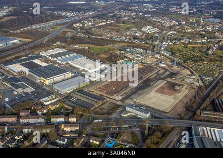 Luftbild, Gewerbepark Berliner Brücke, Baustelle im Gewerbegebiet, Schalke-Nord, Gelsenkirchen, Ruhrgebiet, Nordrhein-Westfalen, Deutschland ACHTUNGxMINDESTHONORARx60xEURO *** Luftansicht, Industriepark Berliner Brücke, Baustelle im Industriepark Schalke Nord, Gelsenkirchen, Ruhrgebiet, Nordrhein-Westfalen, Deutschland ATTENTIONxMINDESTHONORARx60xEURO Stockfoto