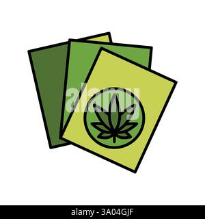 Symbol für die Farblinie des Hanfpapiers. Vektorisoliertes Element. Bearbeitbare Kontur. Stock Vektor