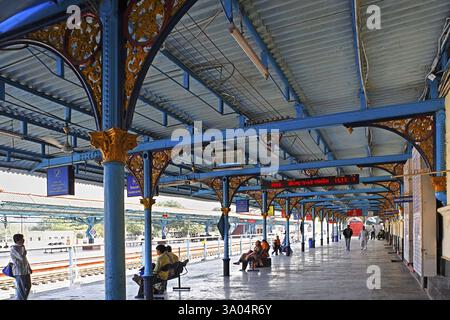 Heritage, alter Bahnhof Rajkot, westliche Eisenbahnen, Gujarat, Indien, Asien Stockfoto