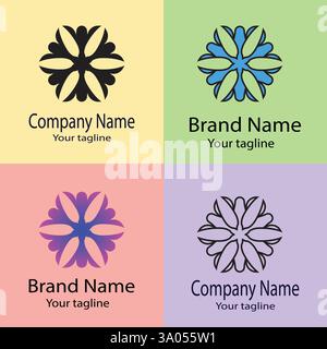 Professionelles, einzigartiges, aktuelles Logo-Design mit verschiedenen Designs derselben Form für Unternehmen. Farbe bearbeitbar. Stock Vektor