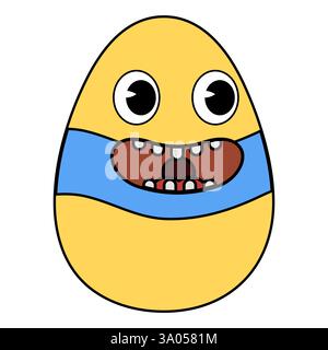 Groovige Ostereier Cartoon Vintage Style, Happy Easter. Zeichen Ei Stock Vektor