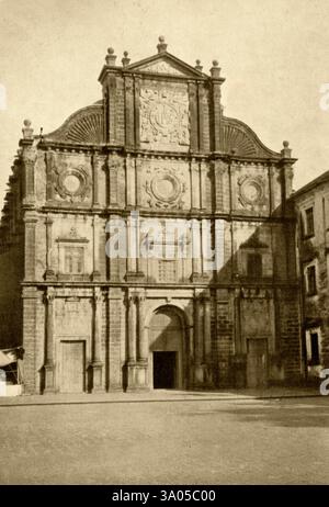 Alte Postkarte der Basilika Bom Jesus im 17. Jahrhundert, Old Goa, Indien, Asien Stockfoto