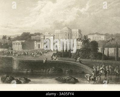 Lithographien der britischen Residency in Hyderabad, Andhra Pradesh, Indien, Asien Stockfoto