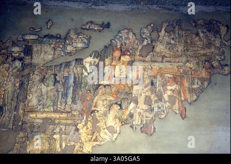 Wandmalereien von ajanta Höhlen, Aurangabad, Maharashtra, Indien, Asien Stockfoto