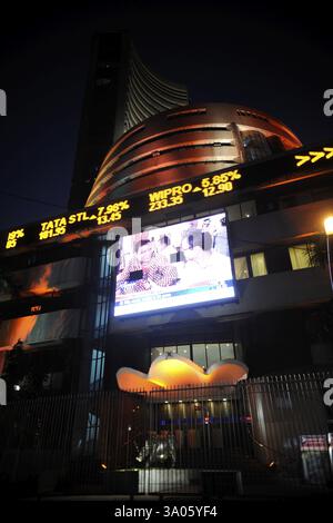 Aktienkurs der Unternehmen auf dem Bildschirm von bombay Börse bse, Bombay Mumbai, Maharashtra, Indien, Asien Stockfoto