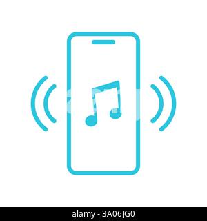 Melody-Ring-Symbol, Smartphone, isoliert auf weißem Hintergrund, Blaue Symbolgruppe Stock Vektor