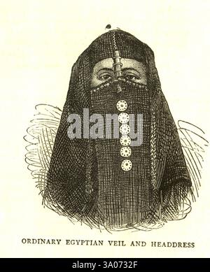 Lithografischen Porträts gewöhnlichen ägyptischen Schleier und Kopfschmuck Stockfoto