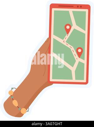 Handaufkleber Hält Telefonkarte Stock Vektor