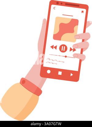 Die Hand Hält Die Smartphone Music App Stock Vektor