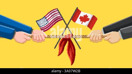 Darstellung des Handelskonflikts zwischen den USA und Kanada Stock Vektor